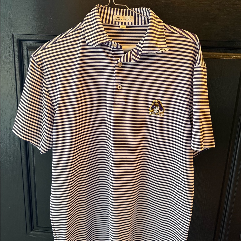 Peter Millar purple and White Striped Polo Shirt ECU